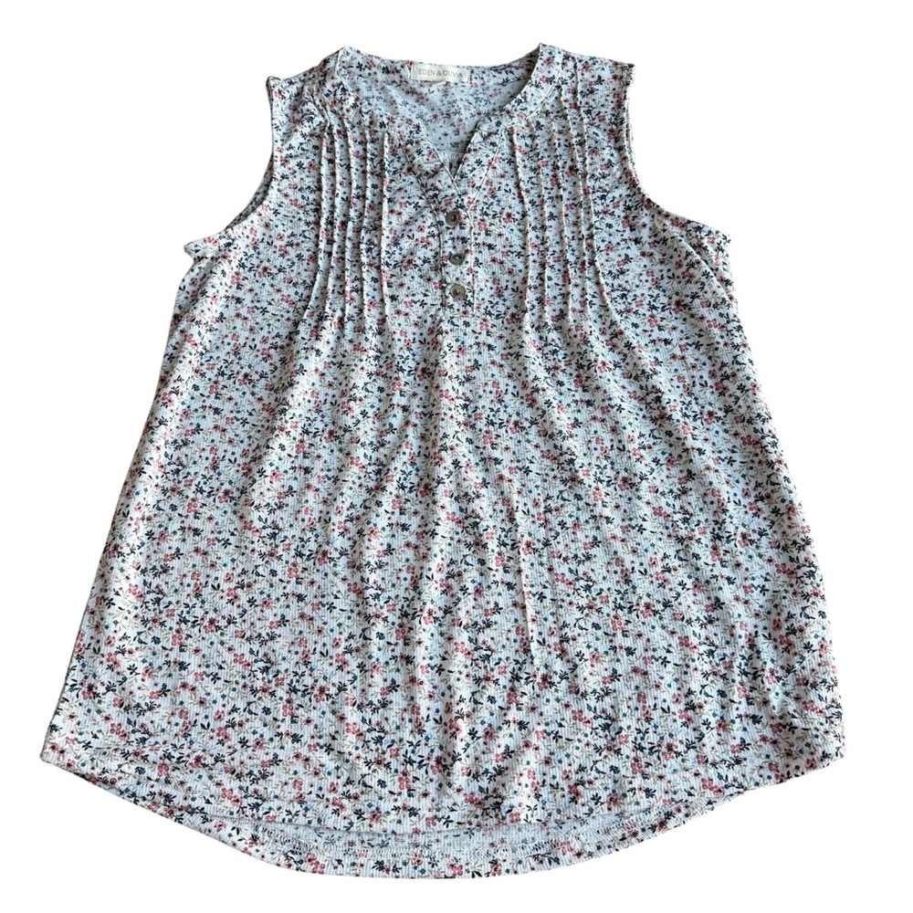 Eden & Olivia Women’s Floral Sleeveless Grannycore Spring Size S Earthy Blouse